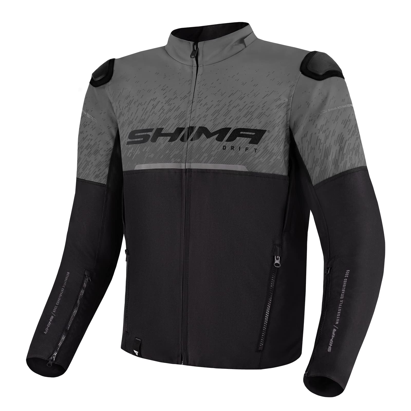 SHIMA DRIFT Motorradjacke Herren | Leichte, Atmungsaktive Sommer Mesh Motorcycle Stadt Textiljacke Männer mit CE Schulter Ellbogen und Rückenprotektoren, Breitenverstellung (Grau, 3XL) von SHIMA