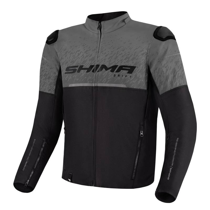 SHIMA DRIFT Motorrad Jacke Herren mit Protektoren AIRFORCE Rückenprotektor Motorradjacke Sommer Schulter Protektor Ellbogen Textiljacke Schutzjacken Protektorenjacke Stadt (Männer, Grau, M) von SHIMA