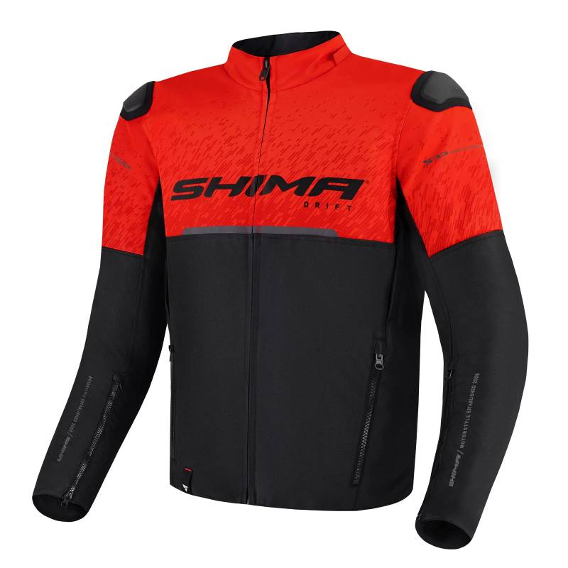 SHIMA DRIFT Motorradjacke Herren | Leichte, Atmungsaktive Sommer Mesh Motorcycle Stadt Textiljacke Männer mit CE Schulter Ellbogen und Rückenprotektoren, Breitenverstellung (Rot, XXL) von SHIMA