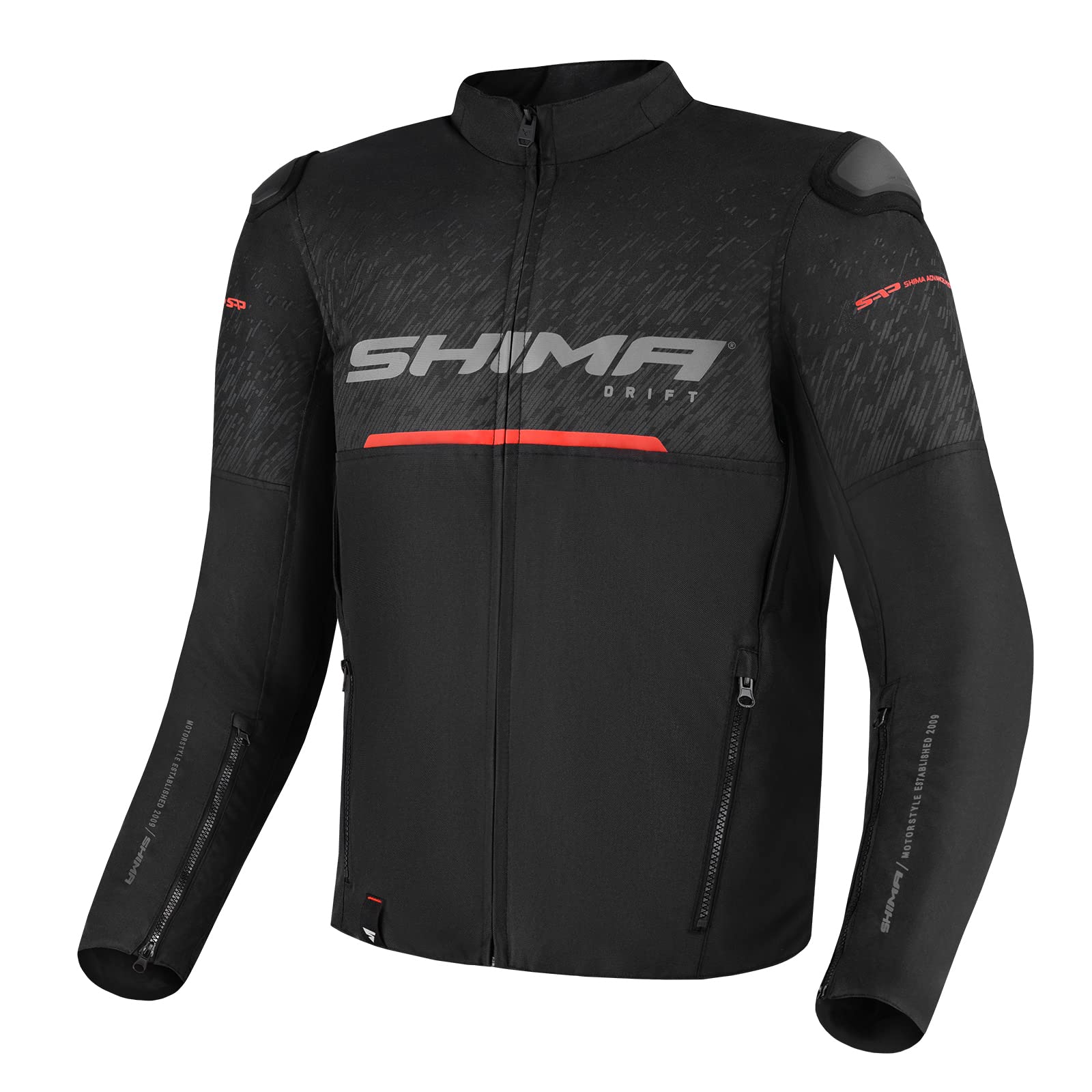 SHIMA DRIFT Motorradjacke Herren | Leichte, Atmungsaktive Sommer Mesh Motorcycle Stadt Textiljacke Männer mit CE Schulter Ellbogen und Rückenprotektoren, Breitenverstellung (Schwarz, 3XL) von SHIMA