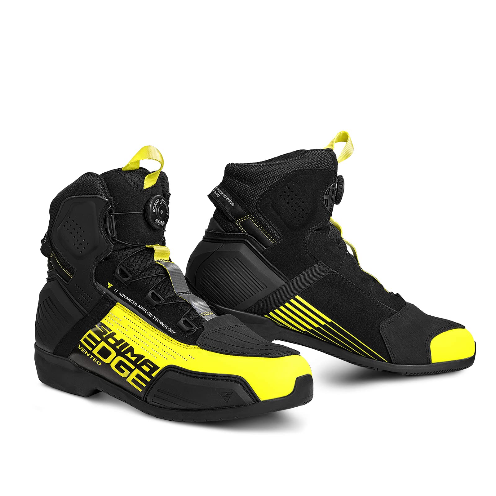 SHIMA EDGE Vented, Motorradschuhe für Männer - Verstärkte Straßenreitschuhe mit ATOP-Verschlusssystem, Knöchelstütze, Rutschfeste Sohle, Schaltgriff (Fluo, 41) von SHIMA