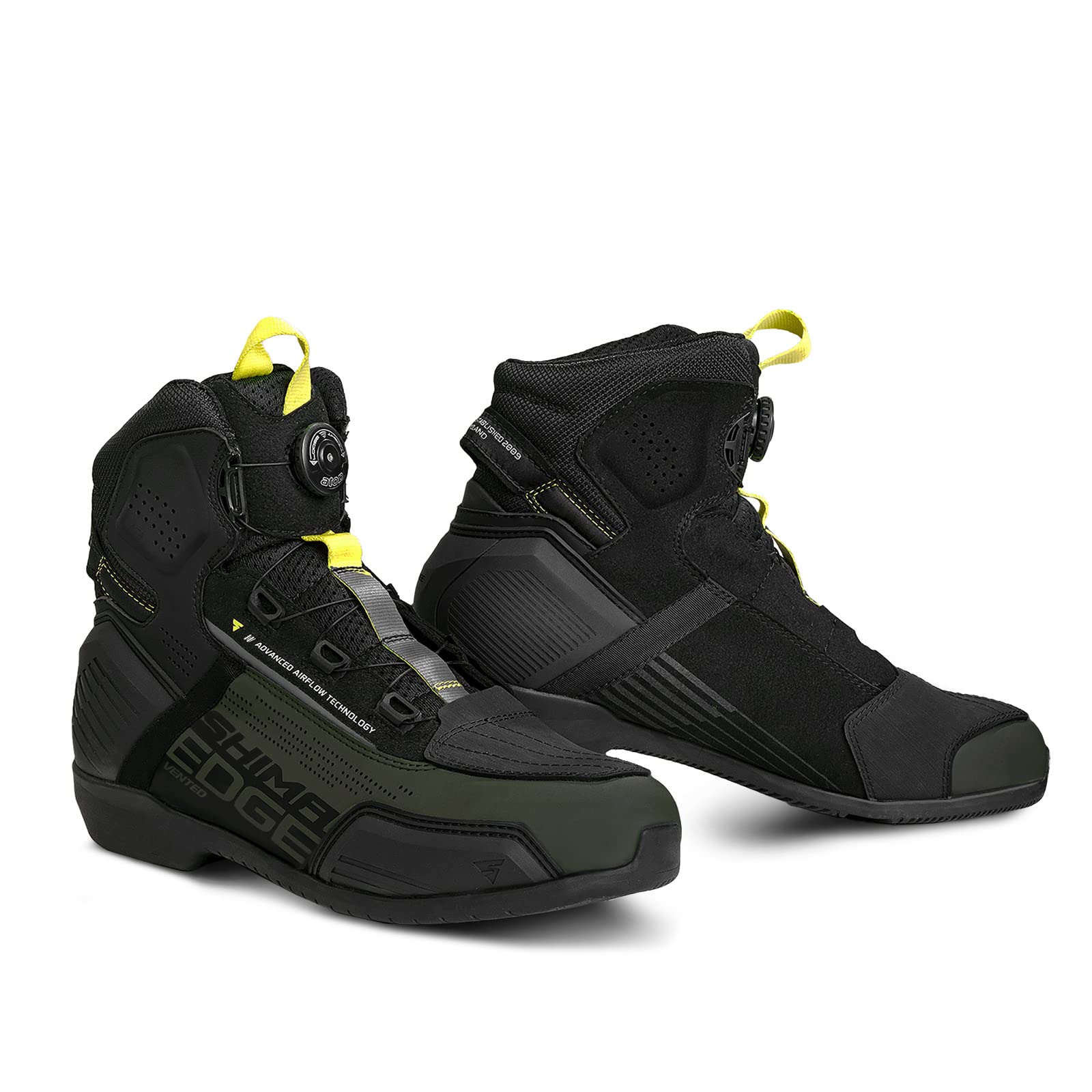 SHIMA EDGE Vented, Motorradschuhe für Männer - Verstärkte Straßenreitschuhe mit ATOP-Verschlusssystem, Knöchelstütze, Rutschfeste Sohle, Schaltgriff (Khaki, 46) von SHIMA