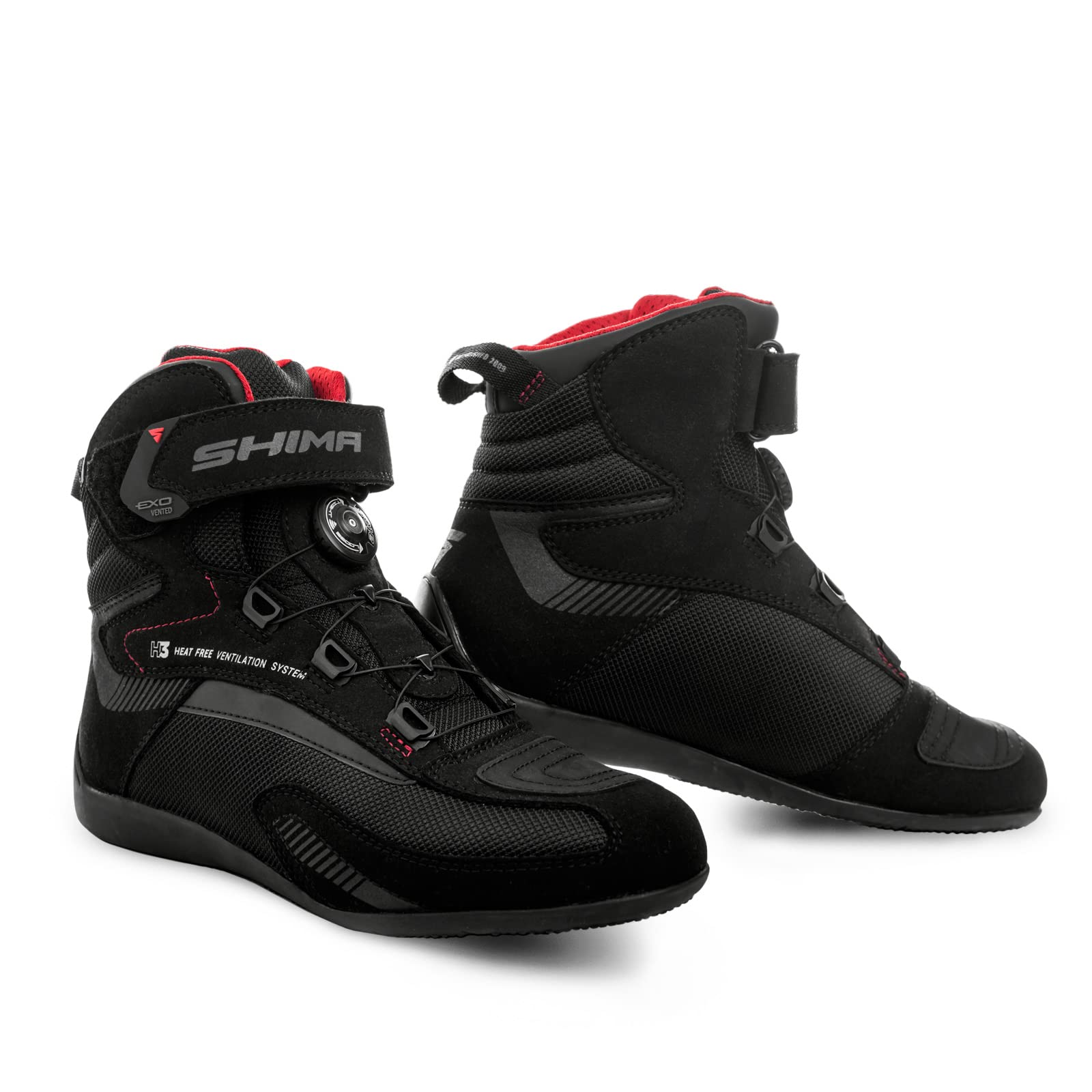 SHIMA EXO Vented Motorradschuhe Damen | Sommer Belüftet Mesh Motorradstiefel mit ATOP Verschluss-System, Knöchelstütze, Anti Rutsch Sohle, Schaltgriff (Schwarz, 39) von SHIMA