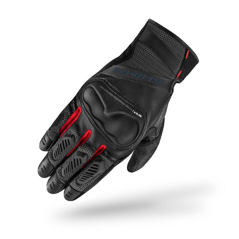 SHIMA HERO GLV Motorrad Handschuhe Herren Leder Kurze Sommer Motorradhandschuhe Schutz Touchscreen Stadt Lederhandschuhe Motorcycle Belüftet Verstärkt Perforiertes Leicht (Herren, Rot, L) von SHIMA