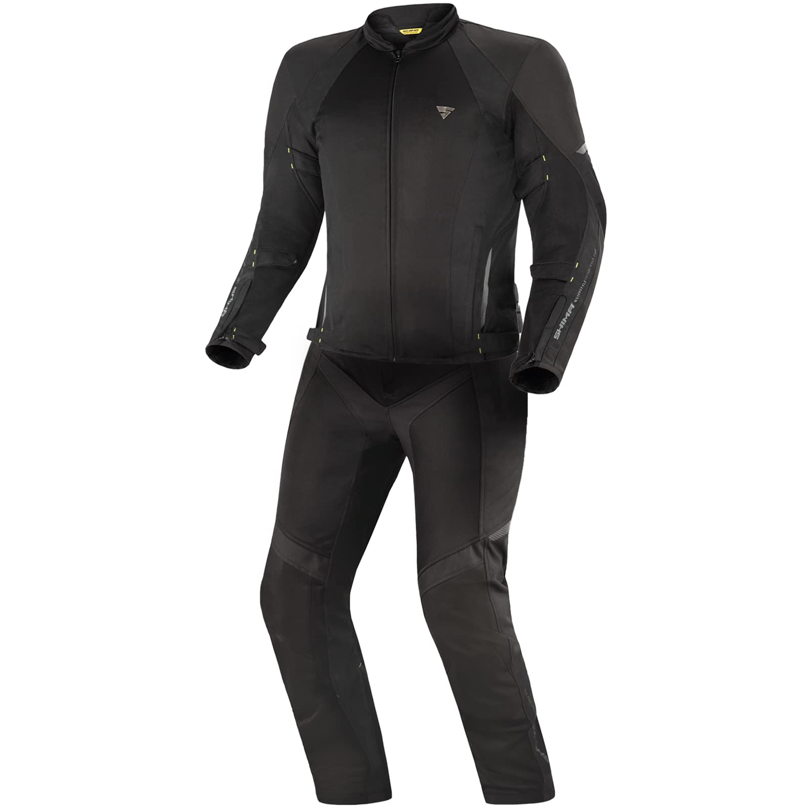 SHIMA JET Motorradkombi Herren - Atmungsaktive Sommer Mesh Motorcycle Stadt Textiljacke Männer mit Wasserdichter Membran, CE Schulter Ellbogen und Rücken Protektoren, Breitenverstellung (Schwarz, M) von SHIMA