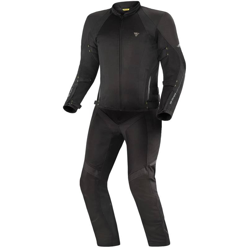 SHIMA JET Motorradkombi Herren - Atmungsaktive Sommer Mesh Motorcycle Stadt Textiljacke Männer mit Wasserdichter Membran, CE Schulter Ellbogen und Rücken Protektoren, Breitenverstellung (Schwarz, XL) von SHIMA