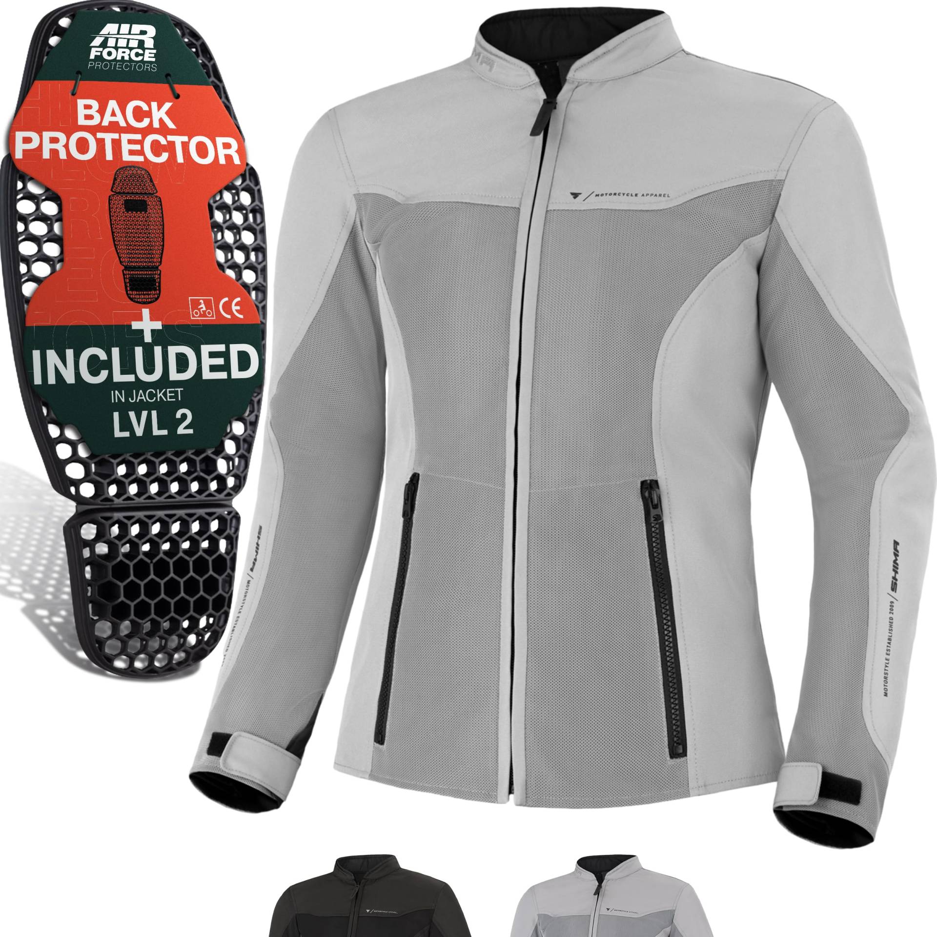 SHIMA OPENAIR LADY Motorradjacke Damen - Leichte, Atmungsaktive Sommer Mesh Motorcycle Stadt Textiljacke Männer mit CE Schulter Ellbogen und Rückenprotektoren, Breitenverstellung (Grau, S) von SHIMA