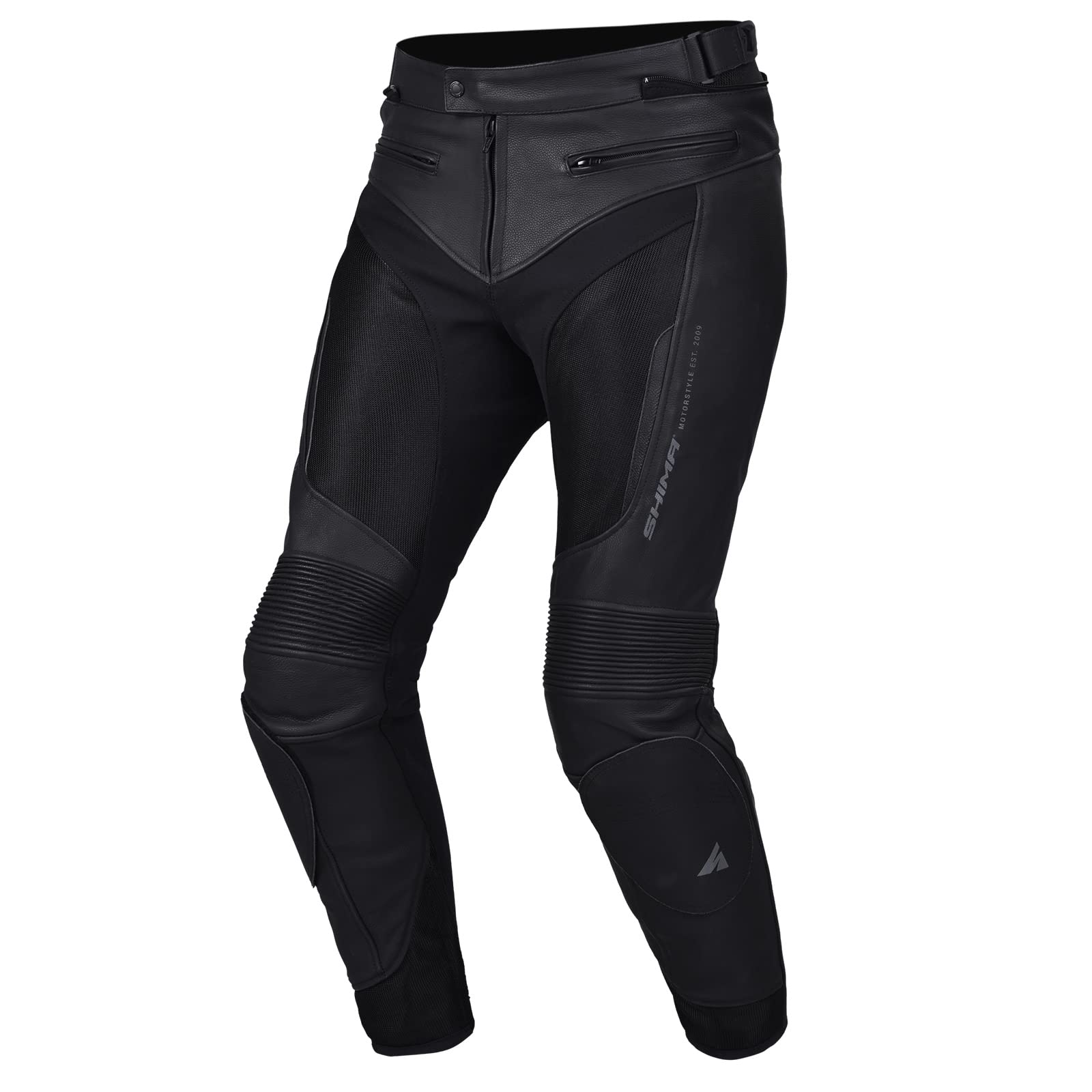 SHIMA PISTON Herren - Motorradkombi | Leder urbane Jacke und Hose mit Netzeinsätzen, CE-Protektoren an Schultern, Rücken, Ellbogen, Schulterschiebern (Motorradhose, Schwarz, 48) von SHIMA