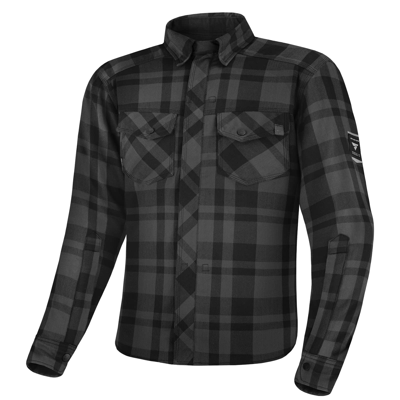 SHIMA RENEGADE MEN Motorrad Hemd - Verschleißfest Baumwolle Karierte Motorradjacke Herren mit CE Protektoren, FiberQL Aramid und Kühlungsschicht Reißverschluss (RENEGADE 2, Schwarz, S) von SHIMA