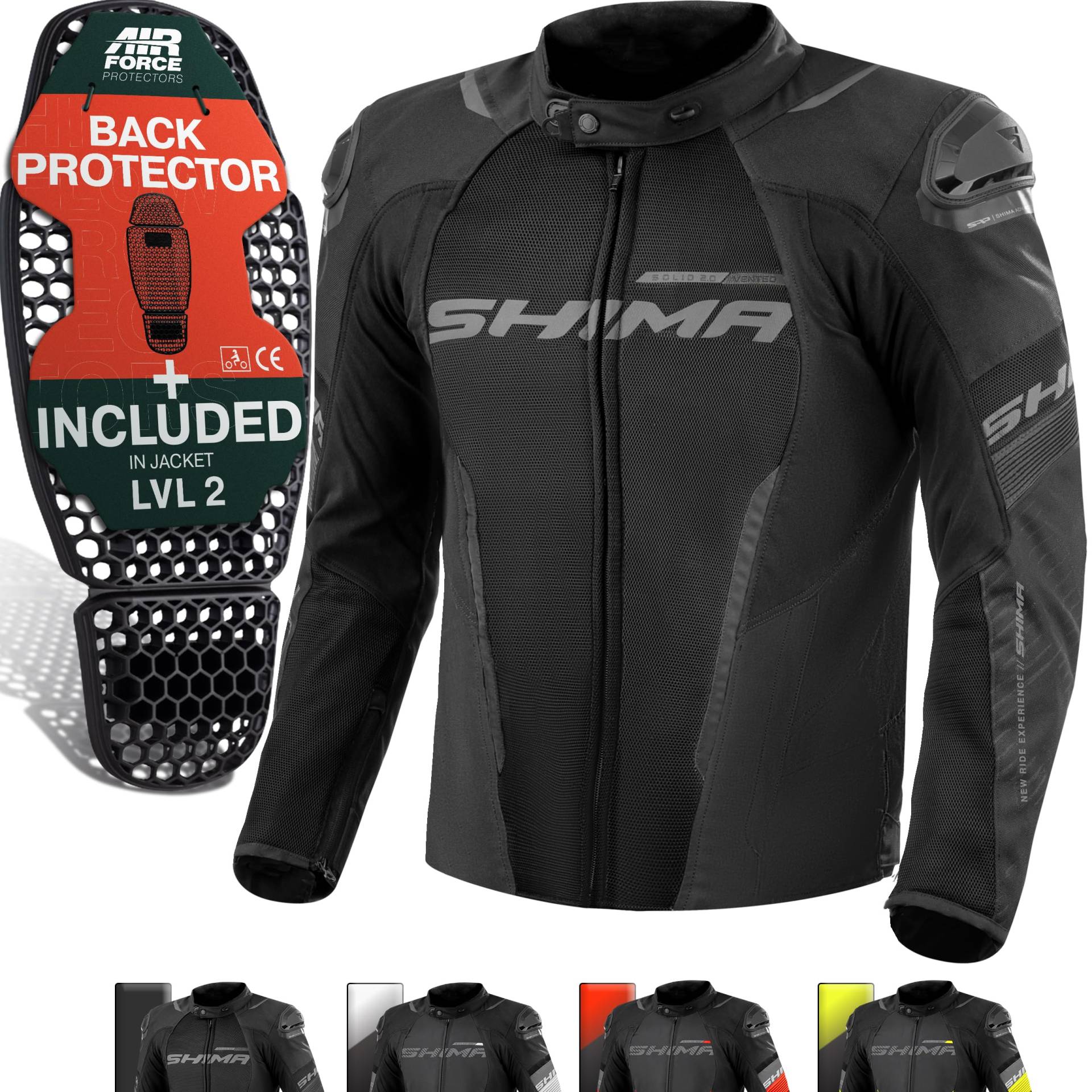 SHIMA SOLID Motorrad Jacke Herren mit Protektoren AIRFORCE Rückenprotektor Motorradjacke Sommer Schutzjacken Textiljacke Wasserdicht Powersports Protective Gear (Männer, Schwarz, Belüftet, L) SHIMA SOLID Motorrad Jacke Herren mit Protektoren AIRFORCE Rückenprotektor Motorradjacke Sommer Schutzjacken Textiljacke Wasserdicht Powersports Protective Gear (Männer, Schwarz, Belüftet, L) von SHIMA