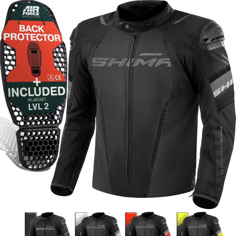 SHIMA Herren Solid 2.0 Motorradjacke, Schwarz/Regular, 4XL EU von SHIMA