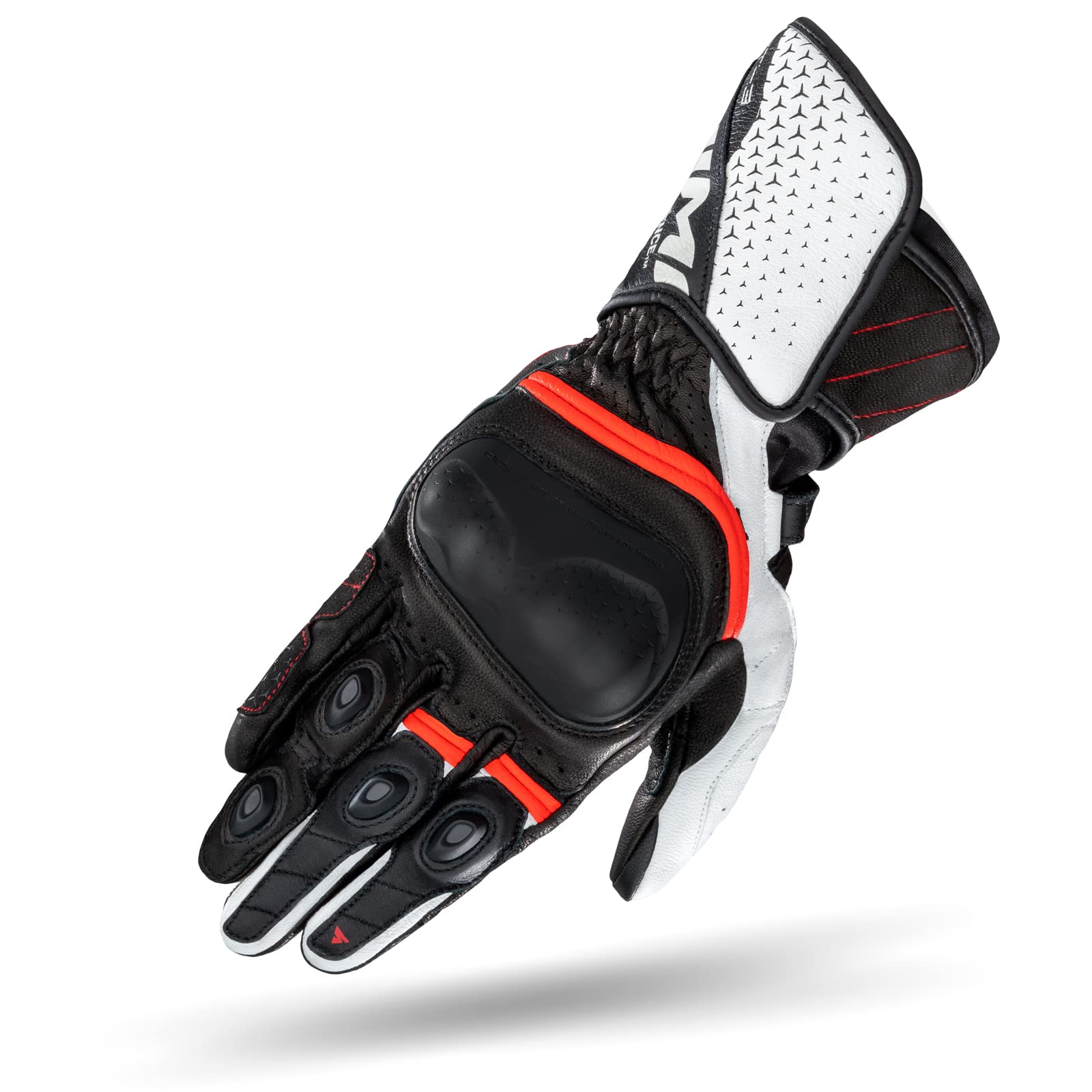 SHIMA ST-3 Motorradhandschuhe Herren - Touchscreen, Sommer, Sport Leder Handschuhe mit Carbon Knöchelprotektor, Handflächen- und Fingerschieber, Verstärkte Handfläche (Weiß/Rot, L) von SHIMA