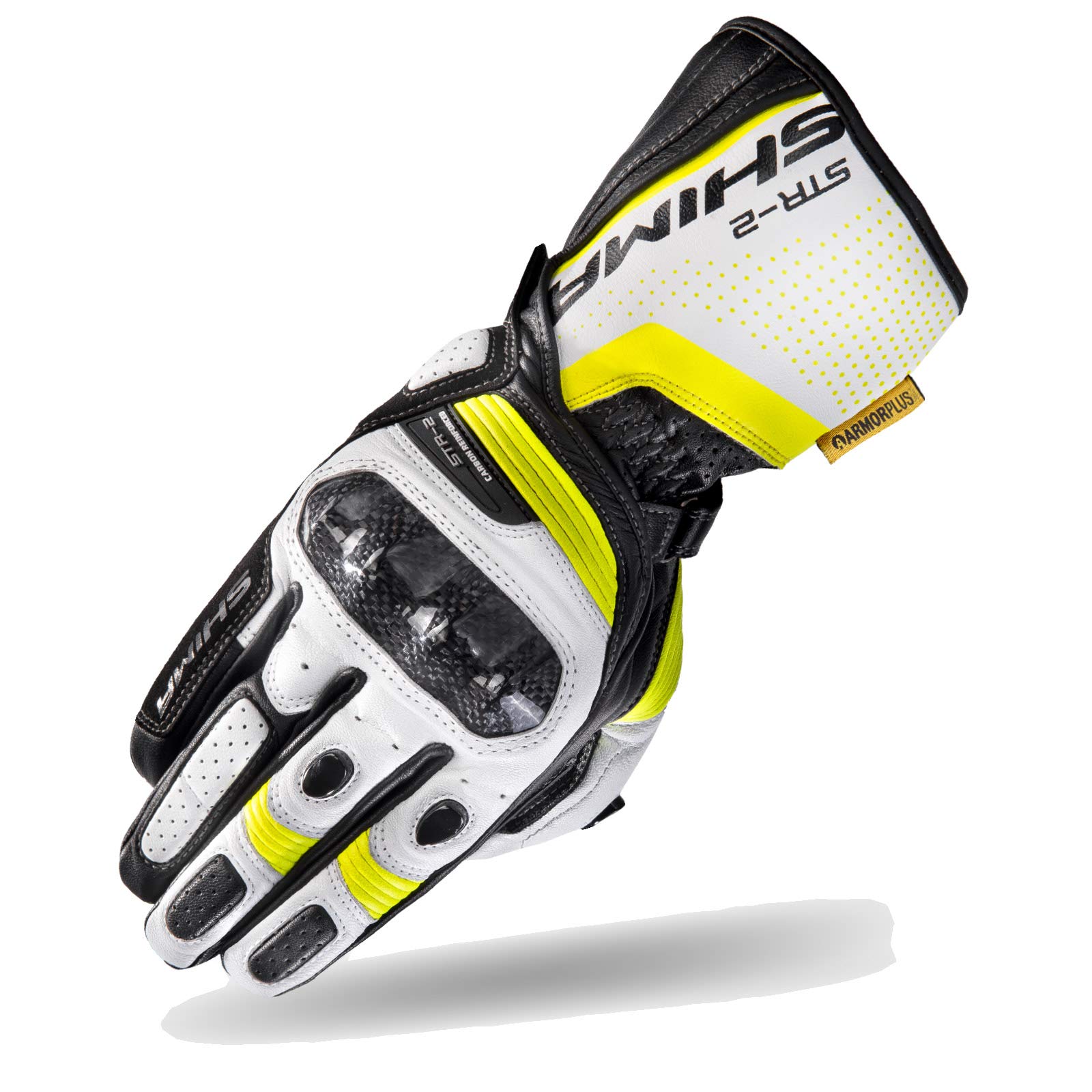 SHIMA STR-2 Motorradhandschuhe Herren - Touchscreen, Sommer, Sport Leder Handschuhe mit Carbon Knöchelprotektor, Handflächen- und Fingerschieber, Verstärkte Handfläche (Fluo, 3XL) von SHIMA