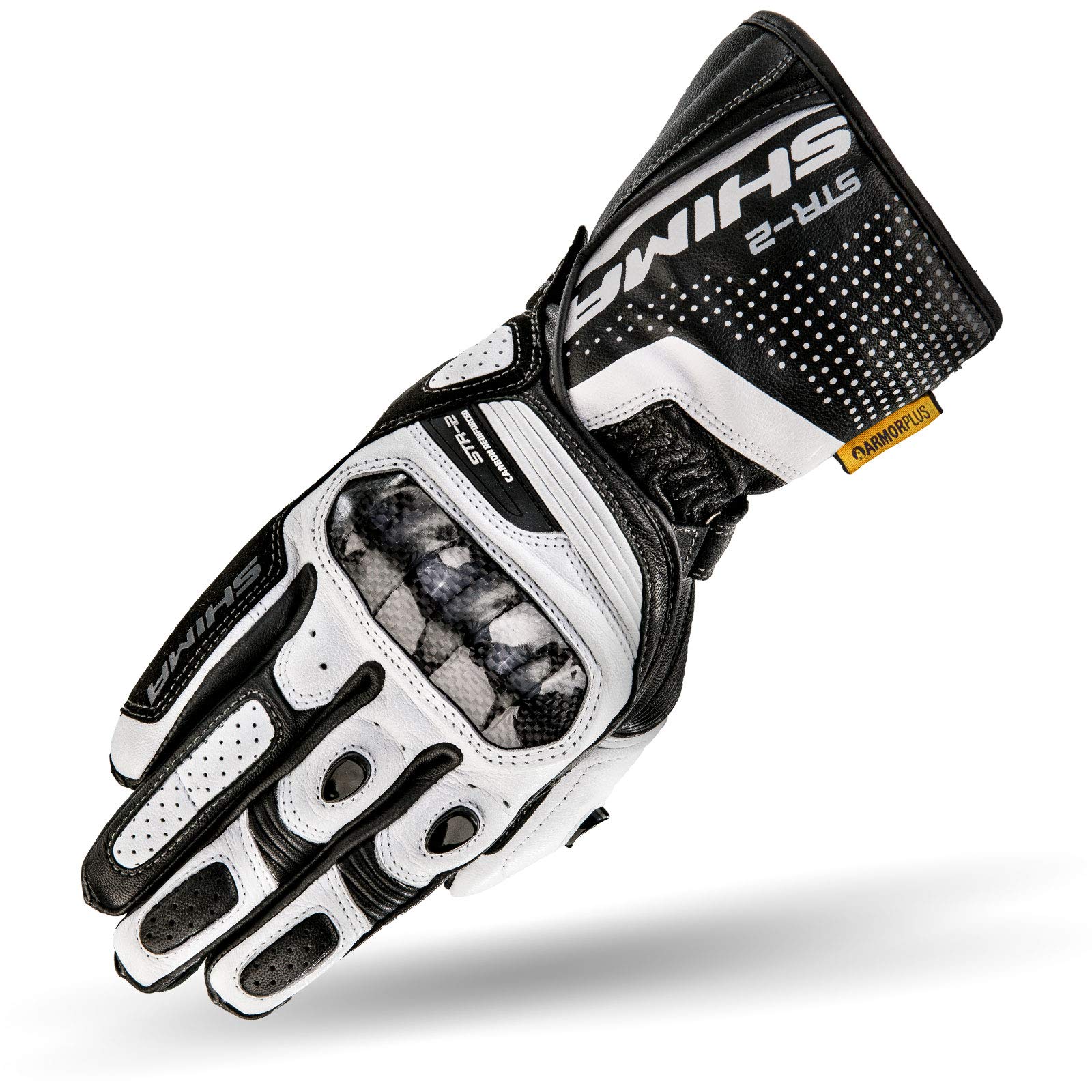 SHIMA STR-2 Motorradhandschuhe Herren - Touchscreen, Sommer, Sport Leder Handschuhe mit Carbon Knöchelprotektor, Handflächen- und Fingerschieber, Verstärkte Handfläche (Weiß, XL) von SHIMA