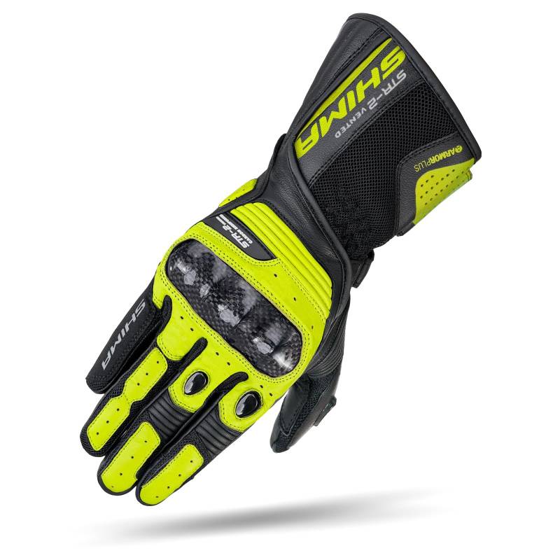 SHIMA STR-2 Motorradhandschuhe für Männer - Touchscreen Sommer Sport Leder belüftet Biker Handschuhe mit Haupt-Protektor, Palm und Finger Schieberegler, verstärkte Handfläche (Fluo Vent, 3XL) von SHIMA