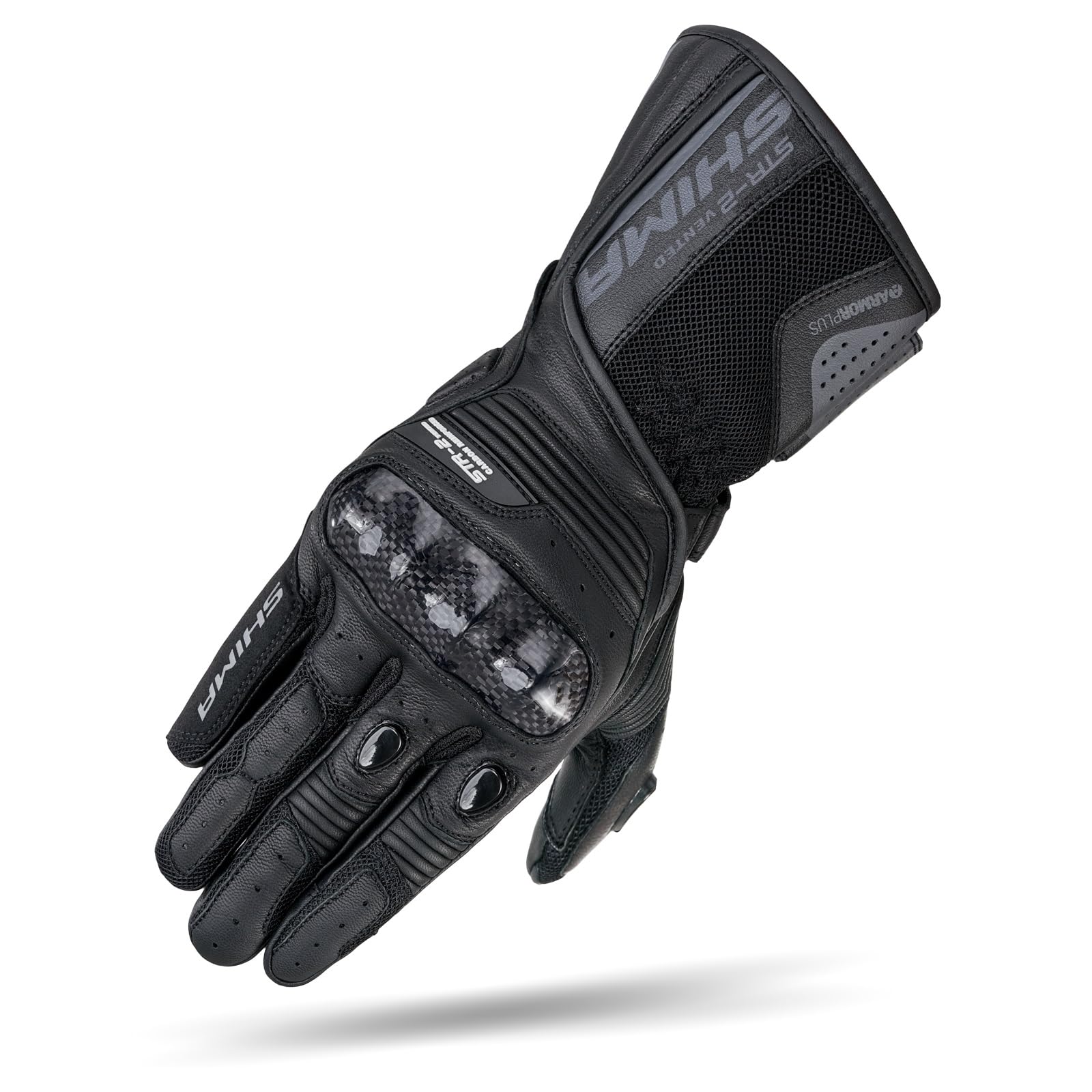 SHIMA STR-2 Motorradhandschuhe für Männer - Touchscreen Sommer Sport Leder belüftet Biker Handschuhe mit Haupt-Protektor, Palm und Finger Schieberegler, verstärkte Handfläche (Schwarz Vent, 3XL) von SHIMA
