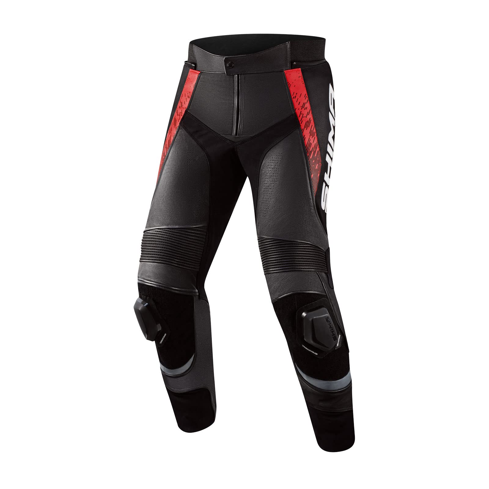 SHIMA STR 2.0 Motorradhose - Leder, Sporthose mit Hüft- und Knieprotektoren, Knieschleifer, perforiertes Leder, für 2-teilige Kombi (Rot, 52) von SHIMA