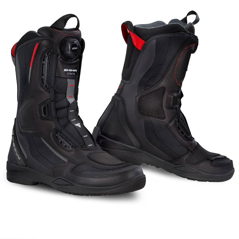 SHIMA STRATO Motorradstiefel Herren und Damen - Motorrad Wasserdicht Stiefel Tourenstiefel Schuhe Männer Leder Schwarz (Damen, Vented, 38) von SHIMA