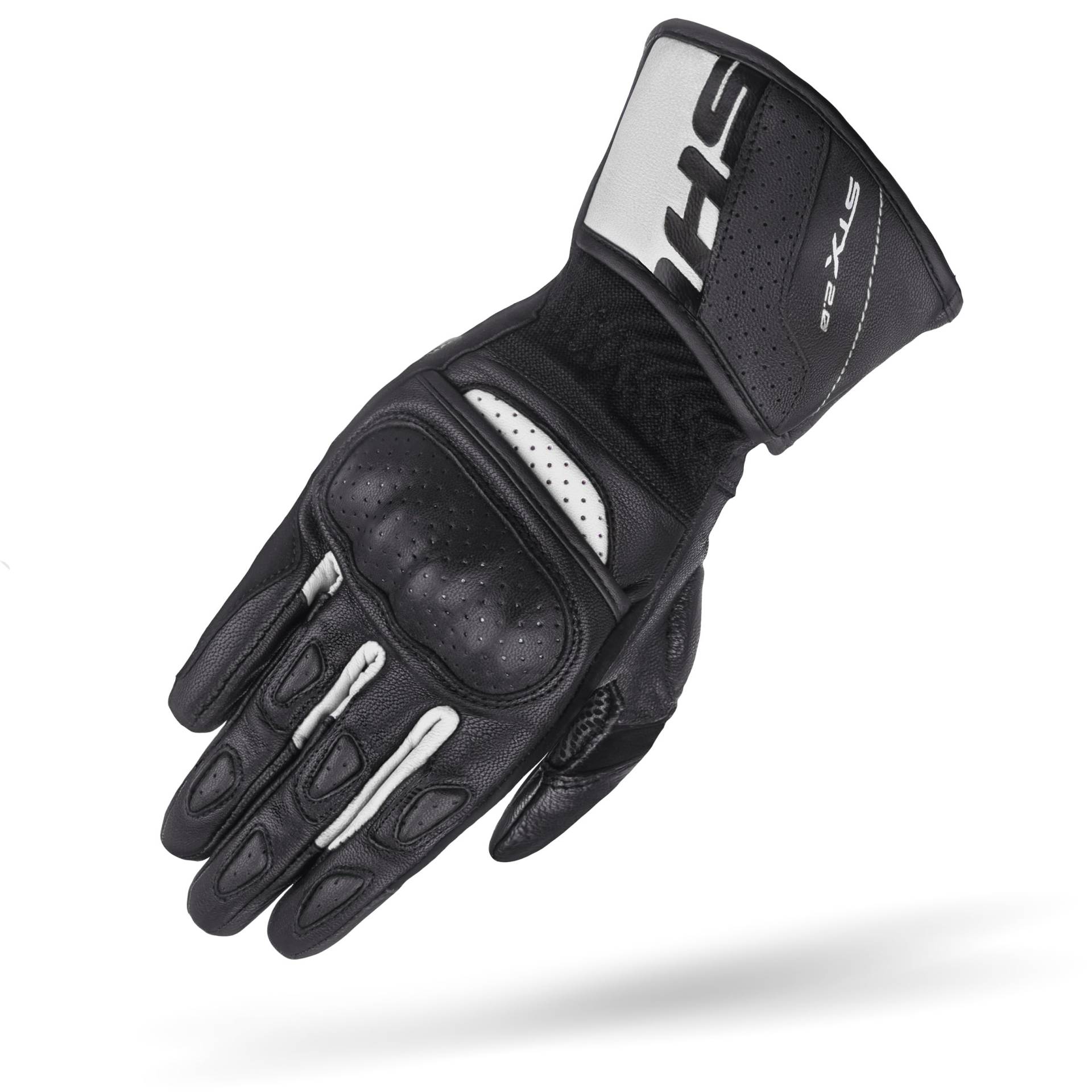 SHIMA STX Motorrad Handschuhe Herren Leder Lange Sommer Motorradhandschuhe Schutz Touchscreen Touren Lederhandschuhe Motorcycle Belüftet Verstärkt Scheibenwischer (Männer, Weiß, L) von SHIMA