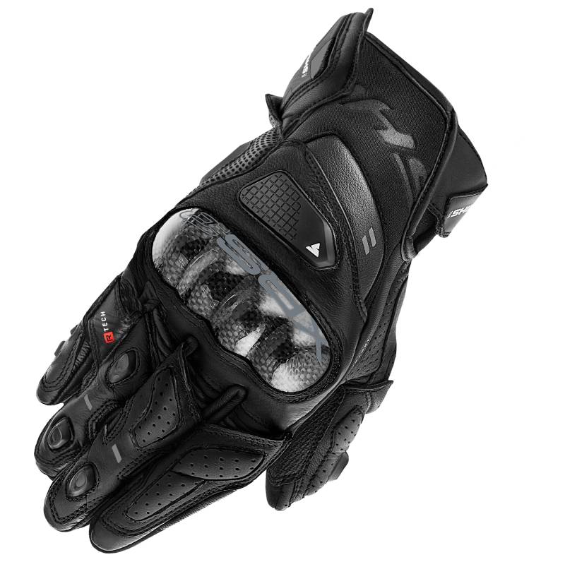 SHIMA XRS-3 Motorrad Handschuhe Herren Leder Kurze Sport Motorradhandschuhe Schutz Touchscreen Stadt Lederhandschuhe Motorcycle Belüftet Verstärkt Perforiertes Leicht (Herren, Schwarz, 3XL) von SHIMA
