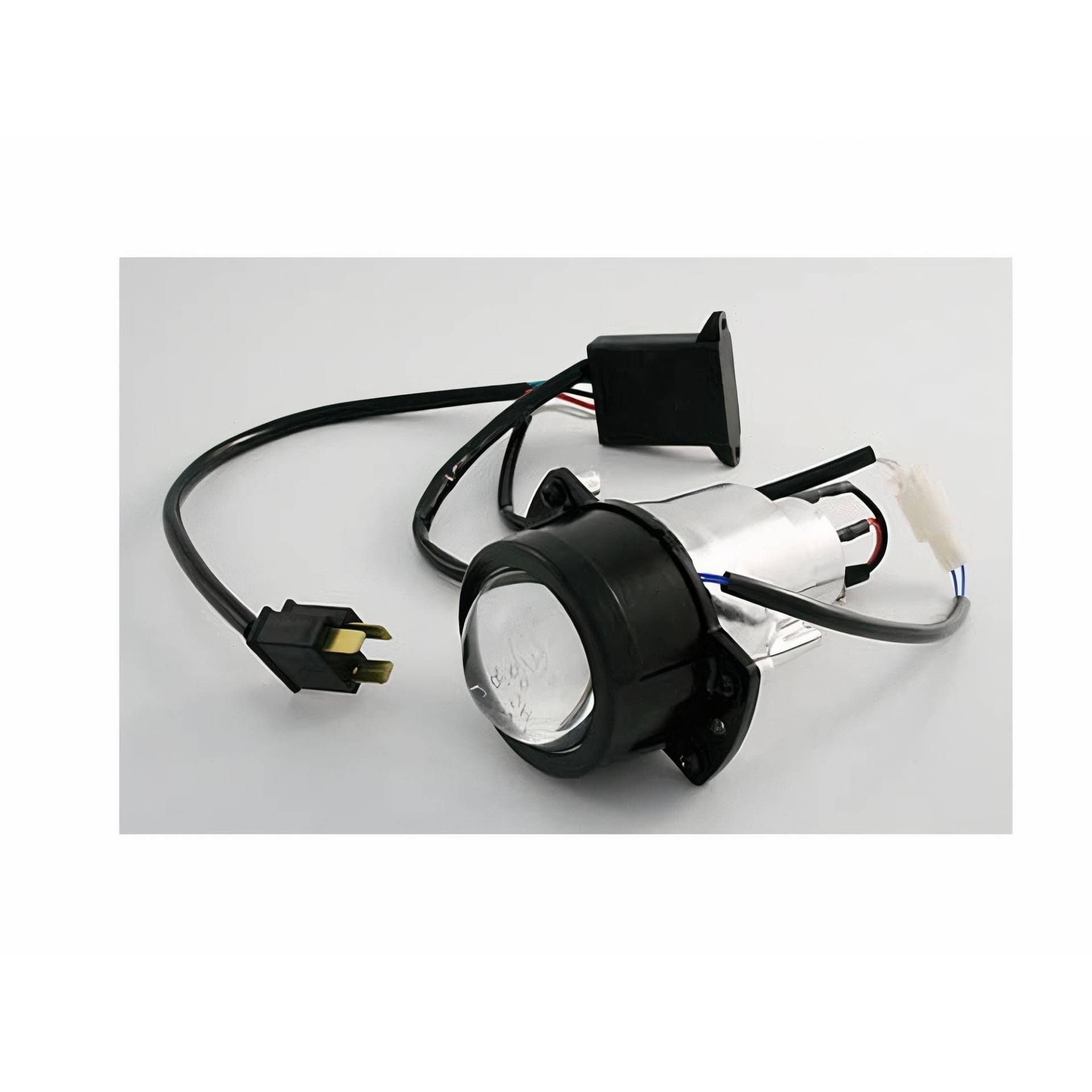 SHIN YO Ellipsoidscheinwerfer 50 mm mit Blende für Fern- und Abblendlicht, H1 (Black) von SHIN YO