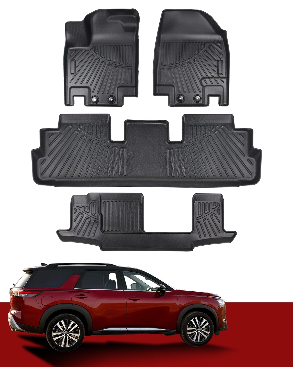 SHINJEW Fußmatten, kompatibel mit Nissan Pathfinder 8 Beifahrer 2022–2024/Infiniti QX60 7 Beifahrer, Auto-Bodeneinlagen, Teppich, geruchloses TPE, Allwetterschutz, passgenau für Pathfinder-Zubehör SHINJEW Fußmatten, kompatibel mit Nissan Pathfinder 8 Beifahrer 2022–2024/Infiniti QX60 7 Beifahrer, Auto-Bodeneinlagen, Teppich, geruchloses TPE, Allwetterschutz, passgenau für Pathfinder-Zubehör von SHINJEW