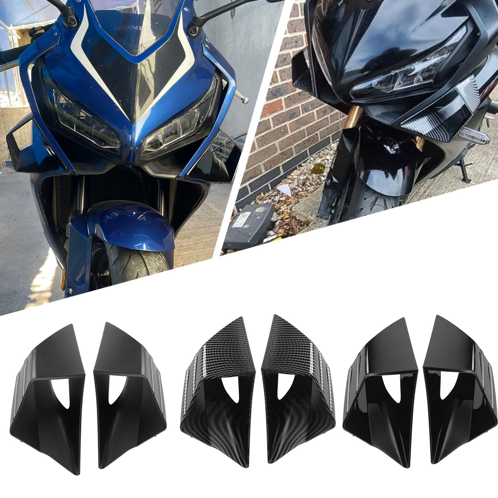 SHINKXMT Motorrad-Festwindflügel Dreidimensionale Kurve Frontspoiler Aerodynamische Winglets passend für CBR650R CBR 650R Zubehör 2019-2023 (Schwarz glänzend) von SHINKXMT