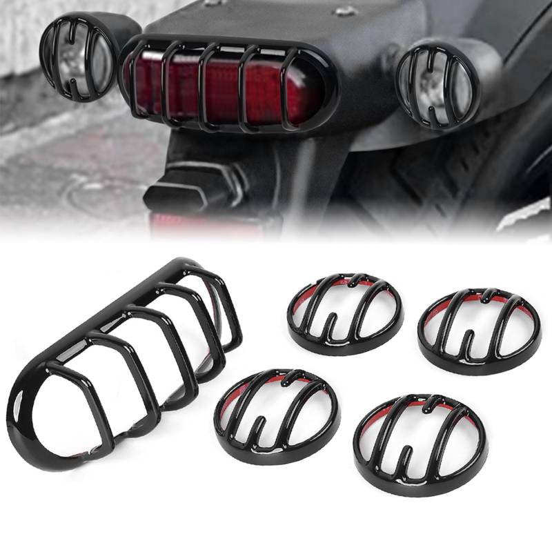 SHINKXMT Motorrad Rebel 500 Scheinwerfer-Gittergrillschutz, Schutzabdeckungen für vordere und hintere Blinker passend für Rebel CMX 250 CMX 300 CMX 500 CMX 1100 2020-2025 (Schwarz glänzend (5 Stück)) von SHINKXMT