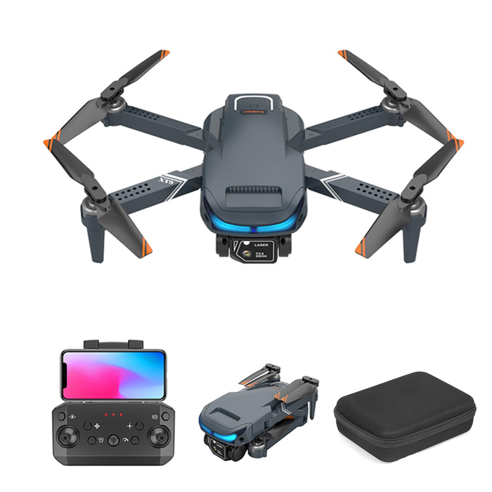 Drohne mit Kamera 4k, Faltbare FPV Quadcopter Drohne für Kinder, XT9 Drone mit Kamera 4k, Gestenfoto/Video, 15 Minuten Flugzeit von SHINROAD