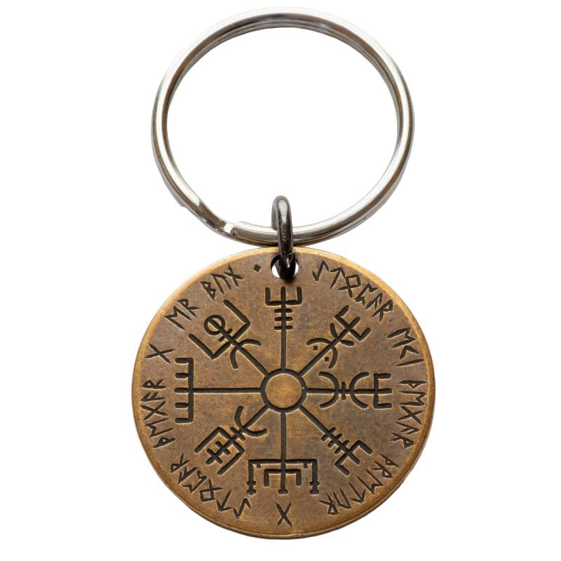 SHIRE POST MINT Vegvisir Schlüsselanhänger mit nordischem Kompass, Bronze, groß von SHIRE POST MINT