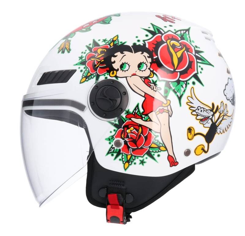 Motorradhelm Halbschale, ECE-zugelassen, La Betty, Weiß, Größe S (55/56) von Shiro