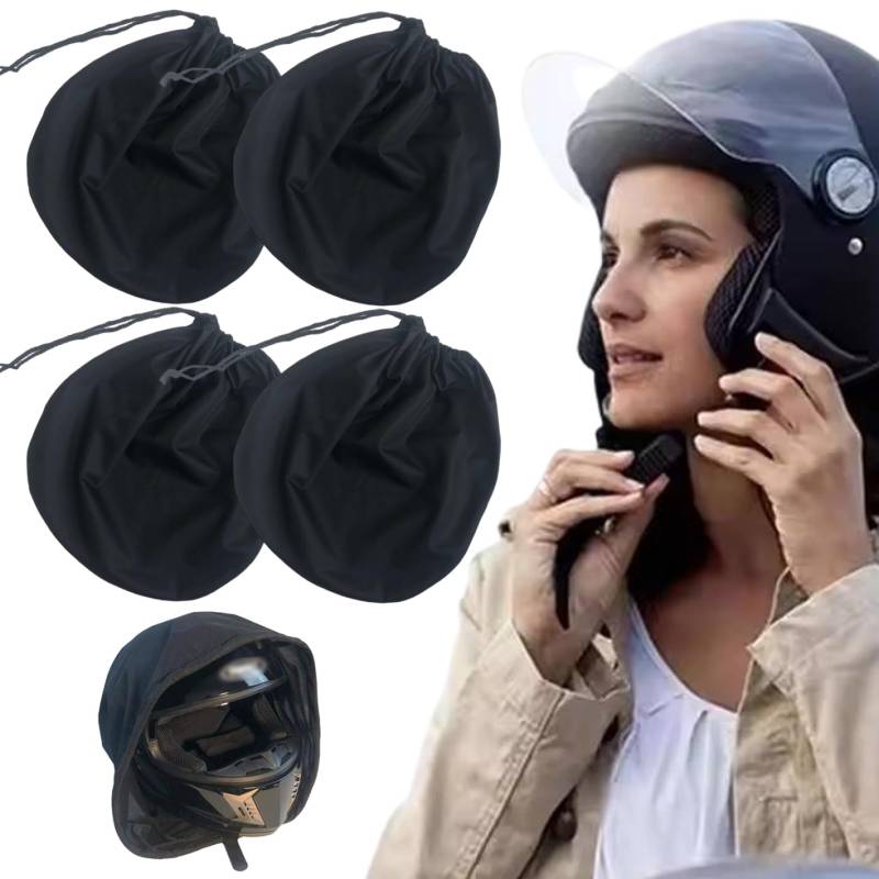 Motorradhelmabdeckung, 4PCS -Helmbeutel 18.50x16.93in Weiche große, leichte Motorradbeutel mit Kordelstring für das Schweißradfahren von SHITOOMFE