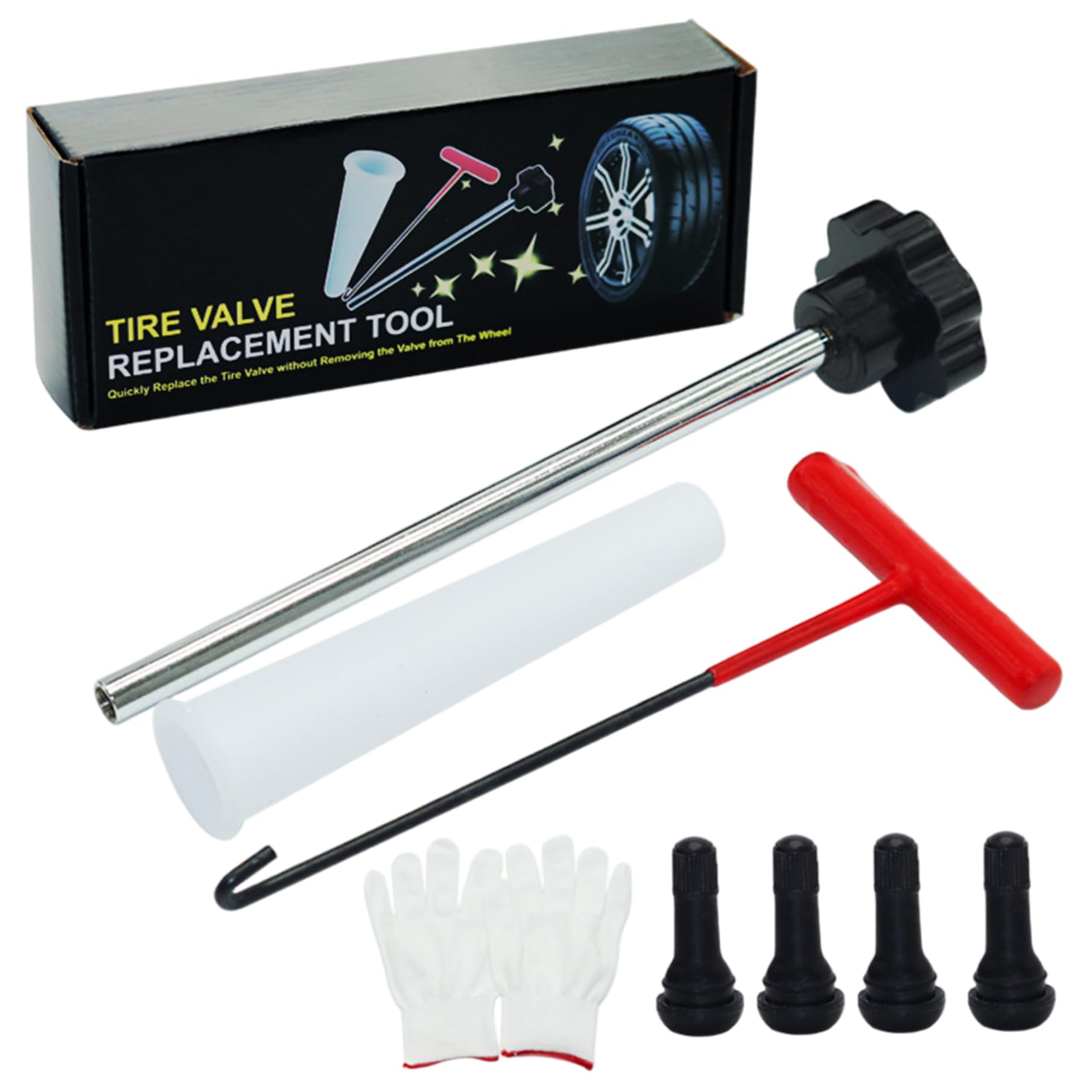 Ventilstamm -Werkzeug, Reifenventilstamm -Werkzeugkit (7PCs), Praktisches Schnellwechsel Metall -Installations -Kit für Autos, ATVs, Lastwagen, Motorräder von SHITOOMFE
