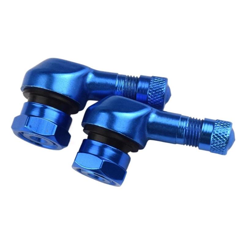 SHIYUNTI 2 Stück Motorrad-Ventilschäfte CNC-Aluminium 90-Grad-Ventilschäfte Ncy auslaufsicheres Vakuum-Reifenventil TWPO passend for die meisten Motorräder(Blue) von SHIYUNTI
