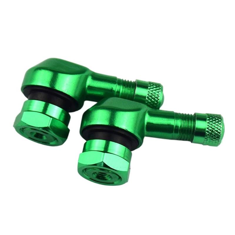 SHIYUNTI 2 Stück Motorrad-Ventilschäfte CNC-Aluminium 90-Grad-Ventilschäfte Ncy auslaufsicheres Vakuum-Reifenventil TWPO passend for die meisten Motorräder(Green) von SHIYUNTI
