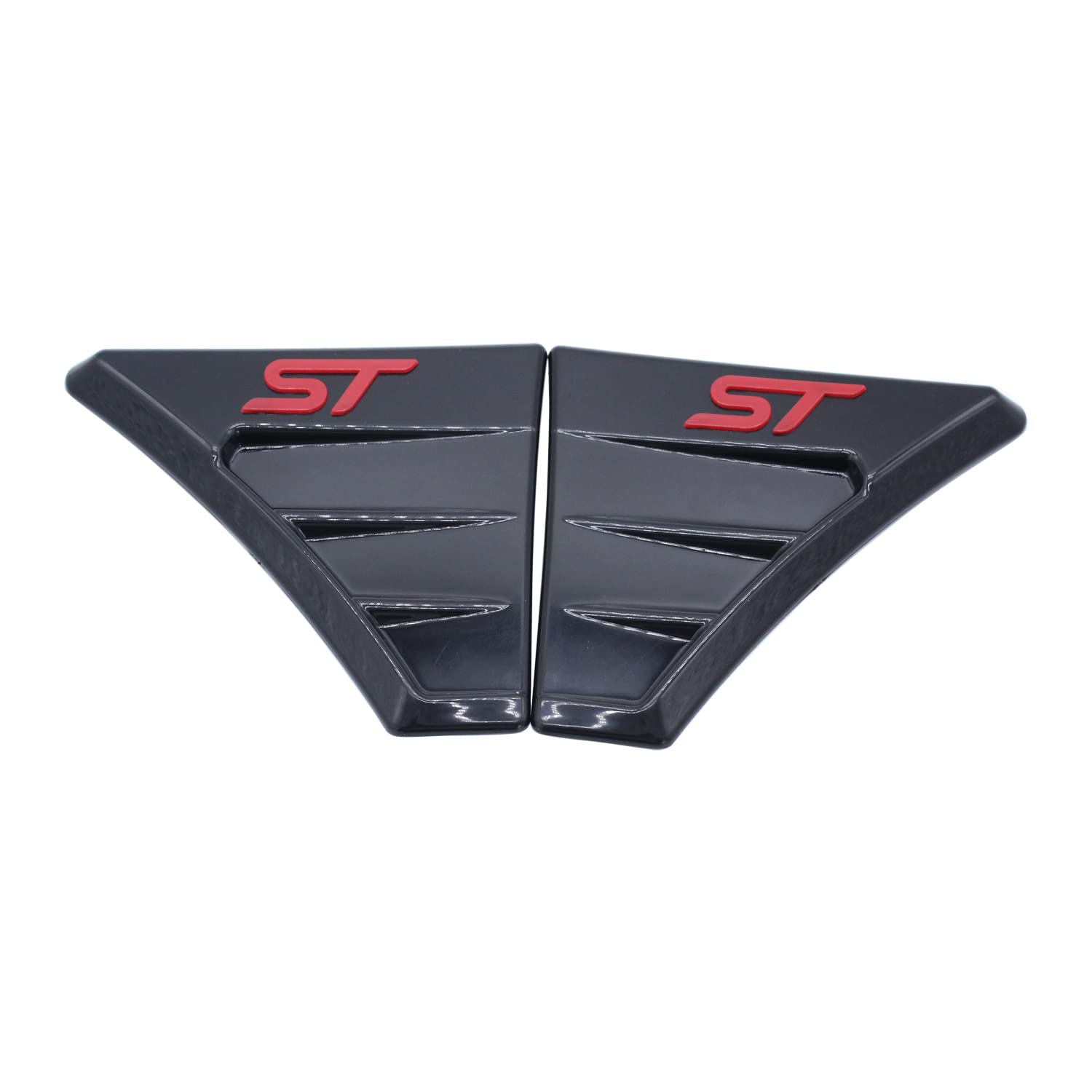 1 Paar Seitenflügel (links + rechts), glänzend, schwarze Flügelschlitze, ST-Stil, Rot, passend für Focus RS MK2 von SHLPDFM