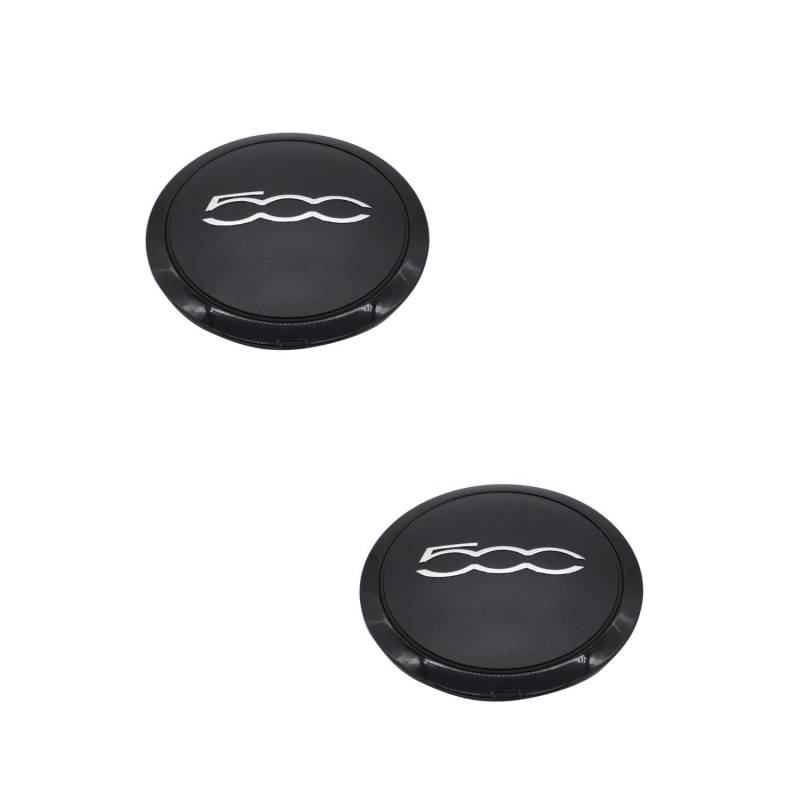 SHLPDFM 2 x Nabendeckel Felgendeckel Radkappe Radnabendeckel Radkappe für Fiat 500 51884863(Schwarz) von SHLPDFM