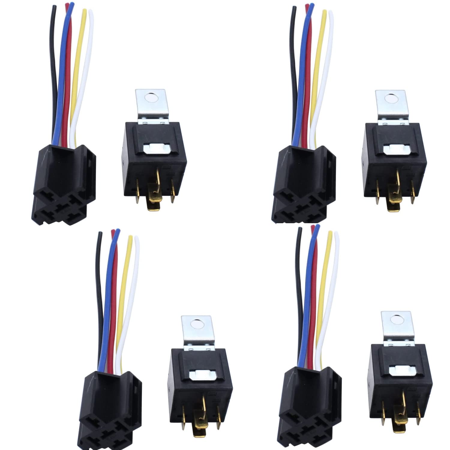 SHLPDFM 4 Stück 12V 40A 5-Polig Relais mit Steckdose Wechselrelais mit Drähte SHLPDFM 4 Stück 12V 40A 5-Polig Relais mit Steckdose Wechselrelais mit Drähte von SHLPDFM