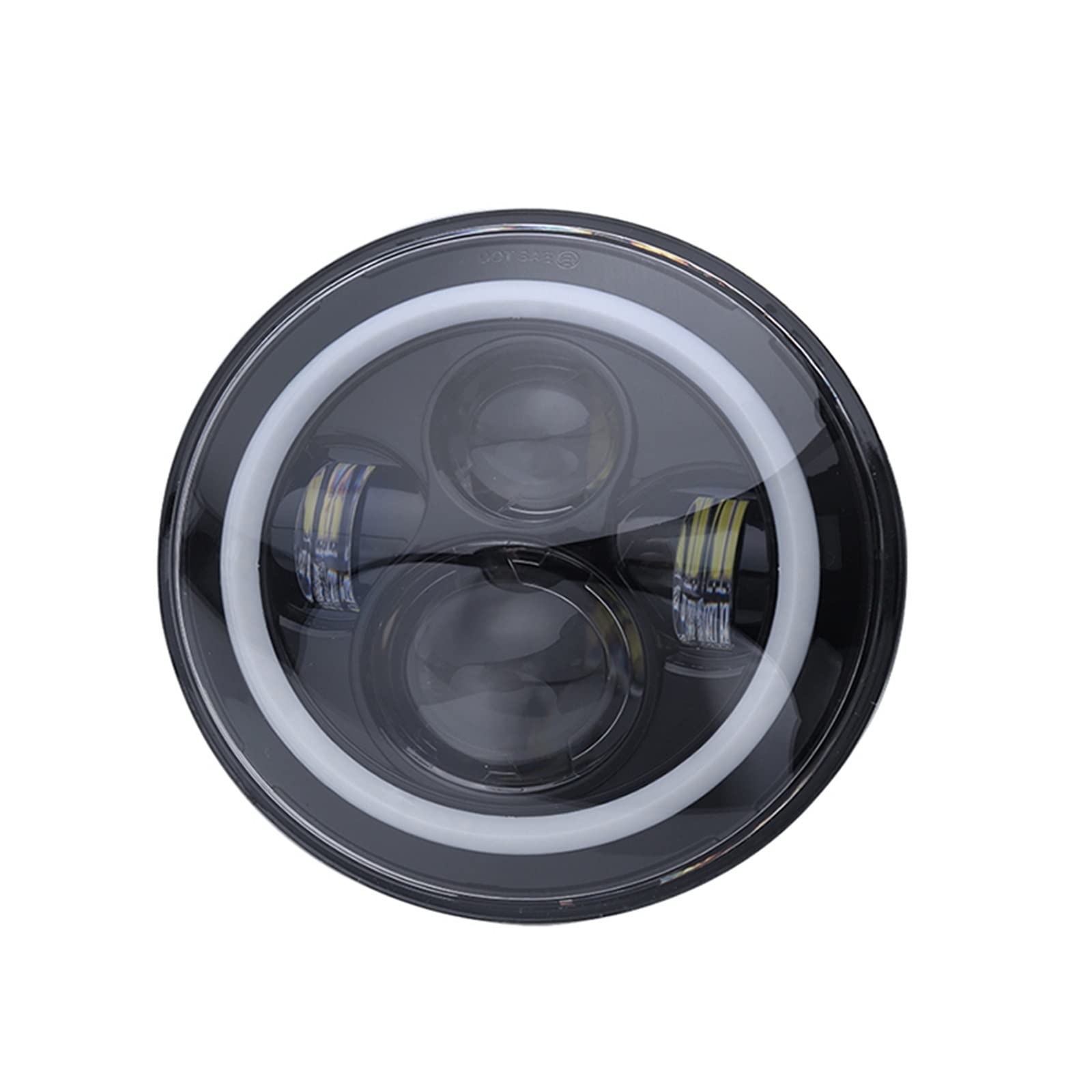 SHOLIRMET 2 STÜCKE 7 Zoll LED-Scheinwerfer H4 Hi-Lo mit Halo Angel Eyes Kompatibel mit Lada 4x4 UAZ Hunter Jeep JK Land Rover Defender Hummer(2pcs 02 Black) von SHOLIRMET