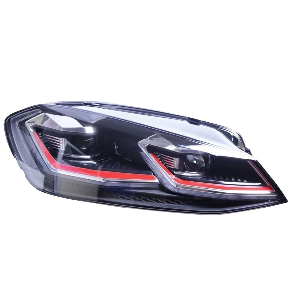 SHOLIRMET Paar Auto-LED-Styling-Scheinwerferbaugruppe Kompatibel mit VW GOLF 7 7.5 2014-2017(Red line left drive) von SHOLIRMET