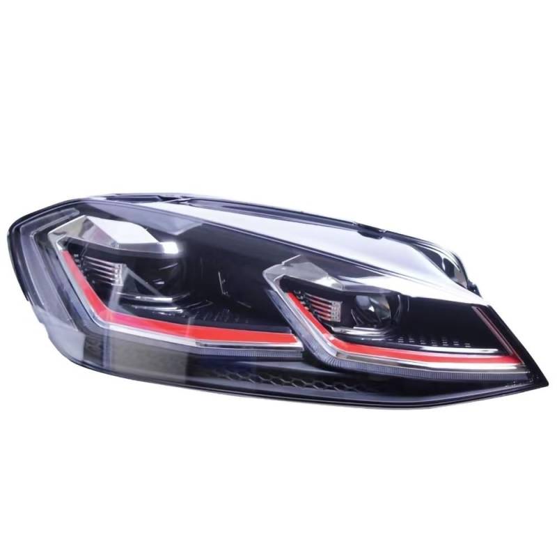 SHOLIRMET Paar Auto-LED-Styling-Scheinwerferbaugruppe Kompatibel mit VW GOLF 7 7.5 2014-2017(Red line left drive) von SHOLIRMET