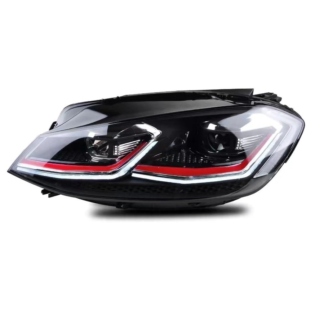 SHOLIRMET Paar Auto-LED-Styling-Scheinwerferbaugruppe Kompatibel mit VW GOLF 7 7.5 2014-2017(Red line right drive) von SHOLIRMET