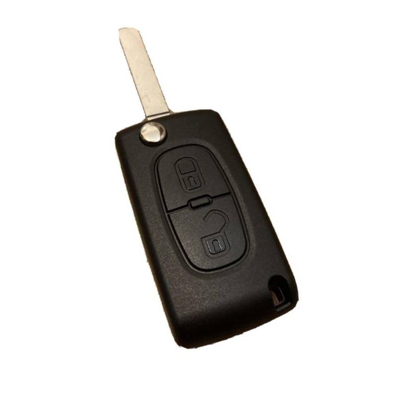 Schlüsselgehäuse mit Klappdeckel mit 2 Tasten für Peugeot und Citroën Modelle 107, 207, 307, 308, 407, C1, C3, C4 von SHOP-STORY