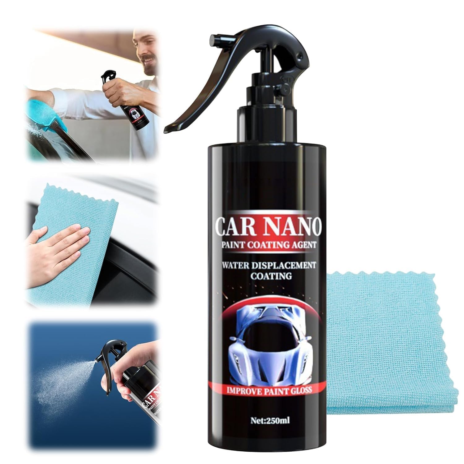 250ml Auto Kunststoff Kratzer Entfernen, Car Coating Spray mit Handtuch, Kristallbeschichtung für Auto, Reparaturmittel für Auto Kunststoff, Mehrzweck-Entrostungsreiniger 250ml Auto Kunststoff Kratzer Entfernen, Car Coating Spray mit Handtuch, Kristallbeschichtung für Auto, Reparaturmittel für Auto Kunststoff, Mehrzweck-Entrostungsreiniger von SHOWHEEL