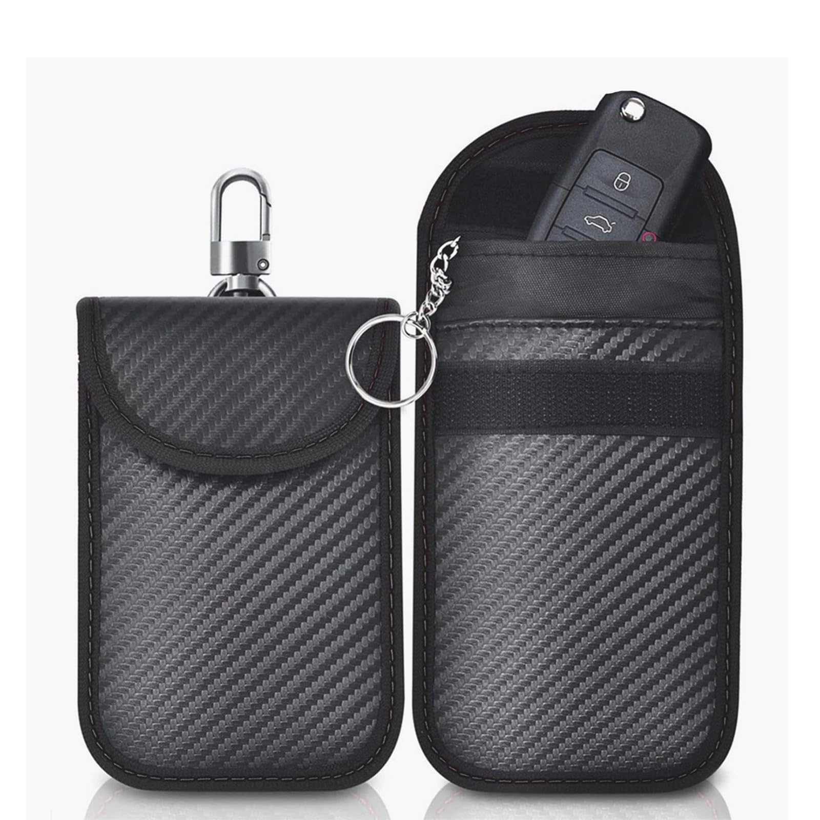2 Stück Autoschlüssel Hülle,Schlüsseltasche,Schlüsselbox Keyless Go Schutz Autoschlüssel Box,RFID Blocker Autoschlüssel Tasche,Karbonfasern Schlüsseletui für Autoschlüsselkasten Pouch (schwarz) 2 Stück Autoschlüssel Hülle,Schlüsseltasche,Schlüsselbox Keyless Go Schutz Autoschlüssel Box,RFID Blocker Autoschlüssel Tasche,Karbonfasern Schlüsseletui für Autoschlüsselkasten Pouch (schwarz) von SHPUJUN