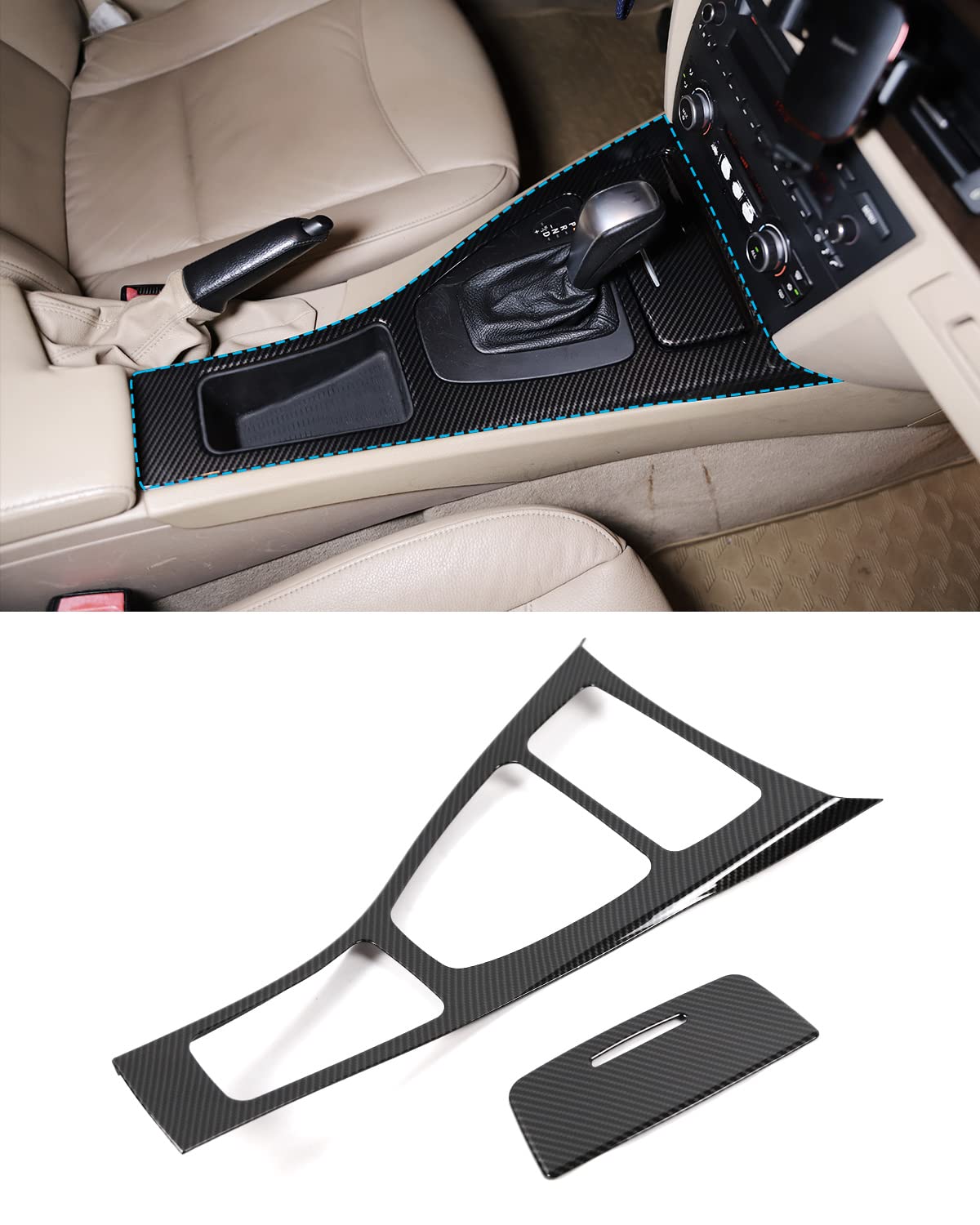 Auto Center Control Trim, AutozubehöR Center Console Gear Shift Panel Cover Trim Fit Für BMW3 Series E90 E92 (2005-2012) Carbon Fiber Style Aufkleber von SHSBSCAR