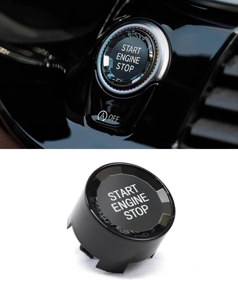 Kristall Stil Motor Start Stopp Schalter Zündknopf für BMW F- oder G-Chassis Code F30 F10 F20 F22 F32 F15 F48 G30 G02 (Schwarz mit Startknopf) von SHSBSCAR