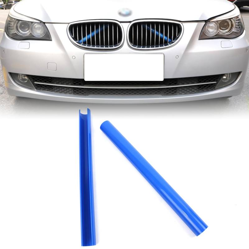 F10 Kühlergrill Einsatz Streifen ersetzen Zierleiste,für 2010-2016 BMW 5er F10 F11 F18 F45 F12 F13 F01 F02 F48,V-Spange Wrap Covers Blau Grill Streifen Frontgrill Einsatz Zierleisten Streifen (Blau) von SHSBSCAR