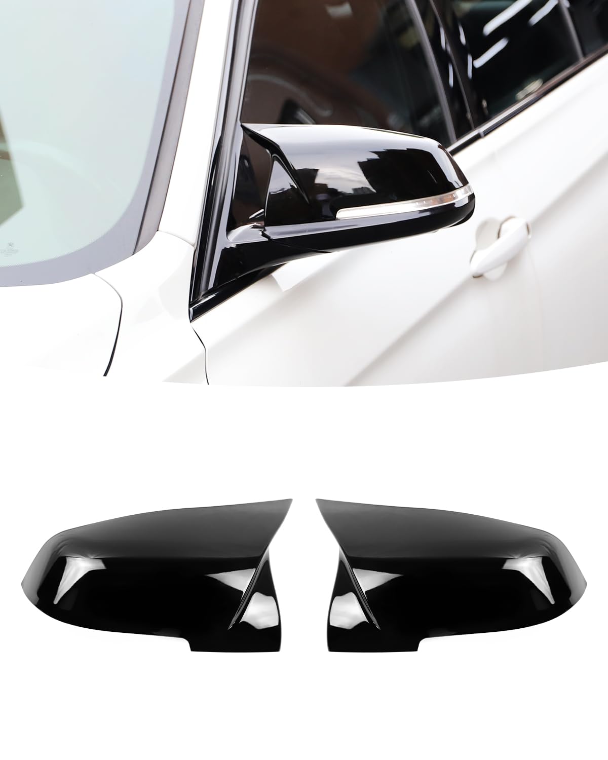 F30 Door Rearview Mirror Cover Cap Replacement,for BMW F20 F22 F30 F31 F32 F33 F36 M2/F87 X1/E84 328 330i 335i 428i 435i (Glossy Black) von SHSBSCAR