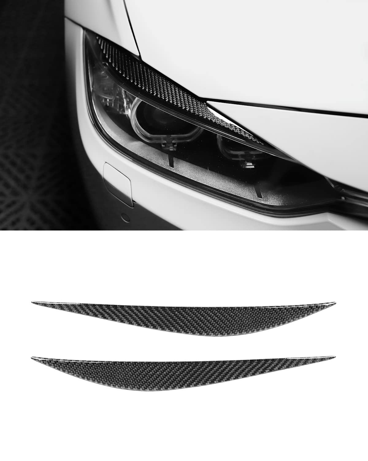 Kohlefaser Auto Scheinwerfer Augenbraue Dekoration Streifen Frontscheinwerfer Augenlid Abdeckung Trim Aufkleber für BMW 3er F30 von SHSBSCAR